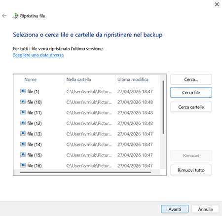 Usa la funzionalità legacy Backup e ripristino (Windows 7)