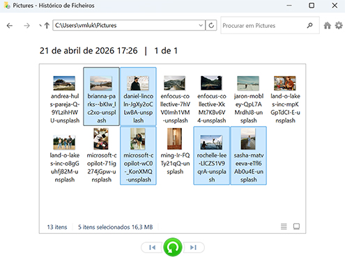 Usar o Histórico de Arquivos do Windows