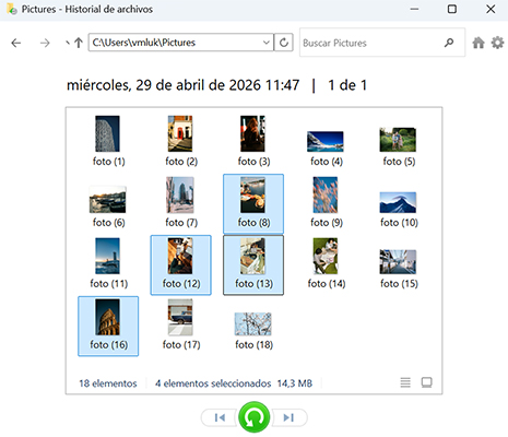 Utiliza la función Historial de archivos