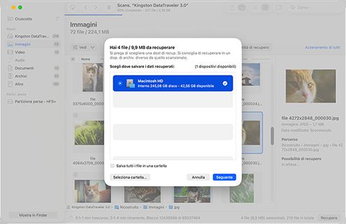 Esegui il ripristino con gli elementi selezionati