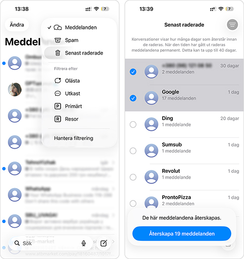 Få tillbaka raderade meddelanden på iPhone från iCloud