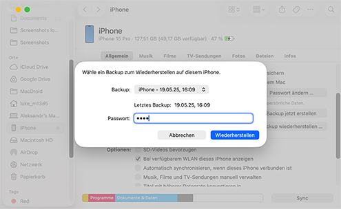 Stellen Sie Ihre Textnachrichten aus einem Finder- oder iTunes-Backup wieder her