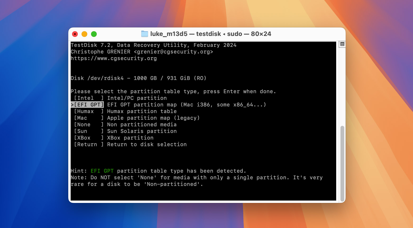 Testdisk partition recovery tool