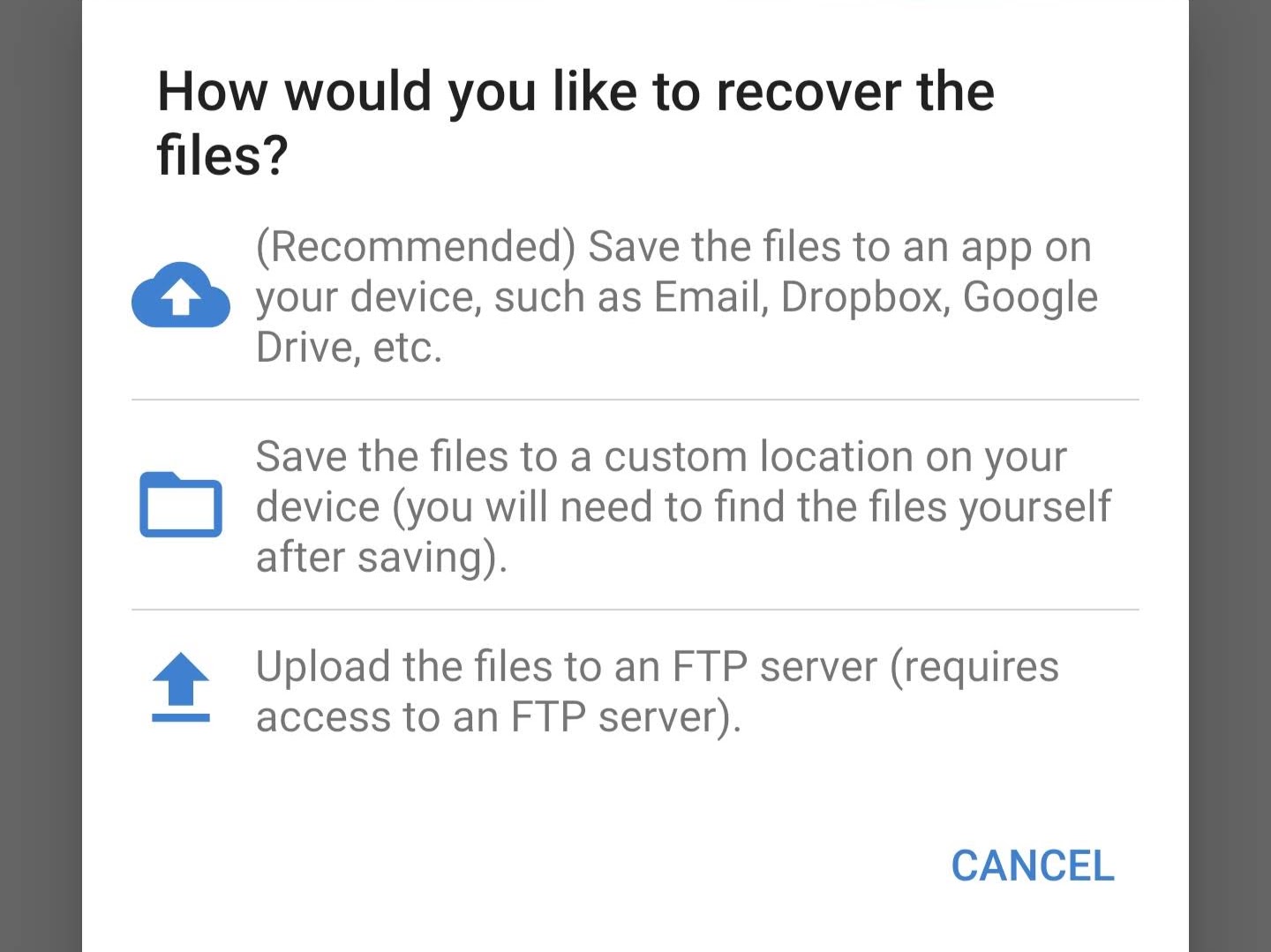 Selecting how you want to save the file.